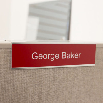 Glass Cubicle Name Plate Holders Slide Over Glass Partition Walls of ...