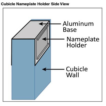 Cubicle nameplates, signs and holders easily slide over any cubicle wall. Custom made for you!