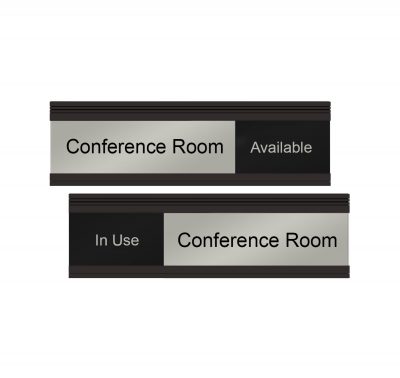 Conference Room Sliding Signs, Silver and Black - NapNameplates