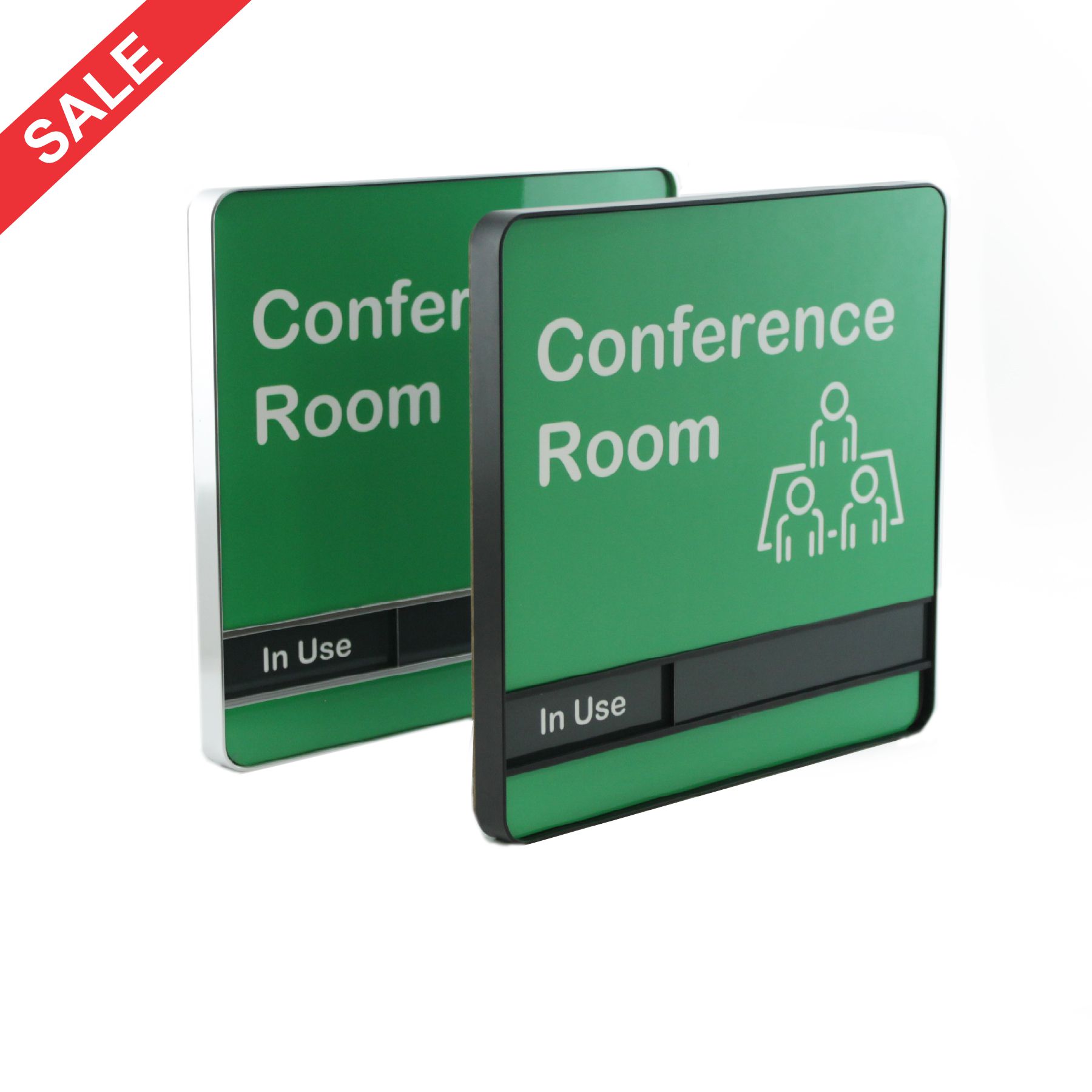 Slider Signs for Conference Rooms, Silver, Red & Green - NapNameplates