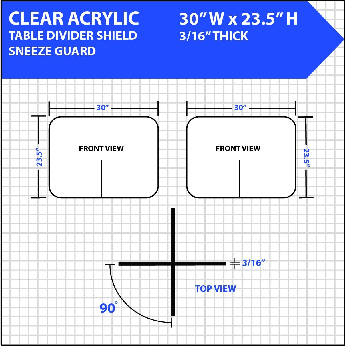 Small Plexiglass Dividers for Counters or Desks 22x16 - NapNameplates