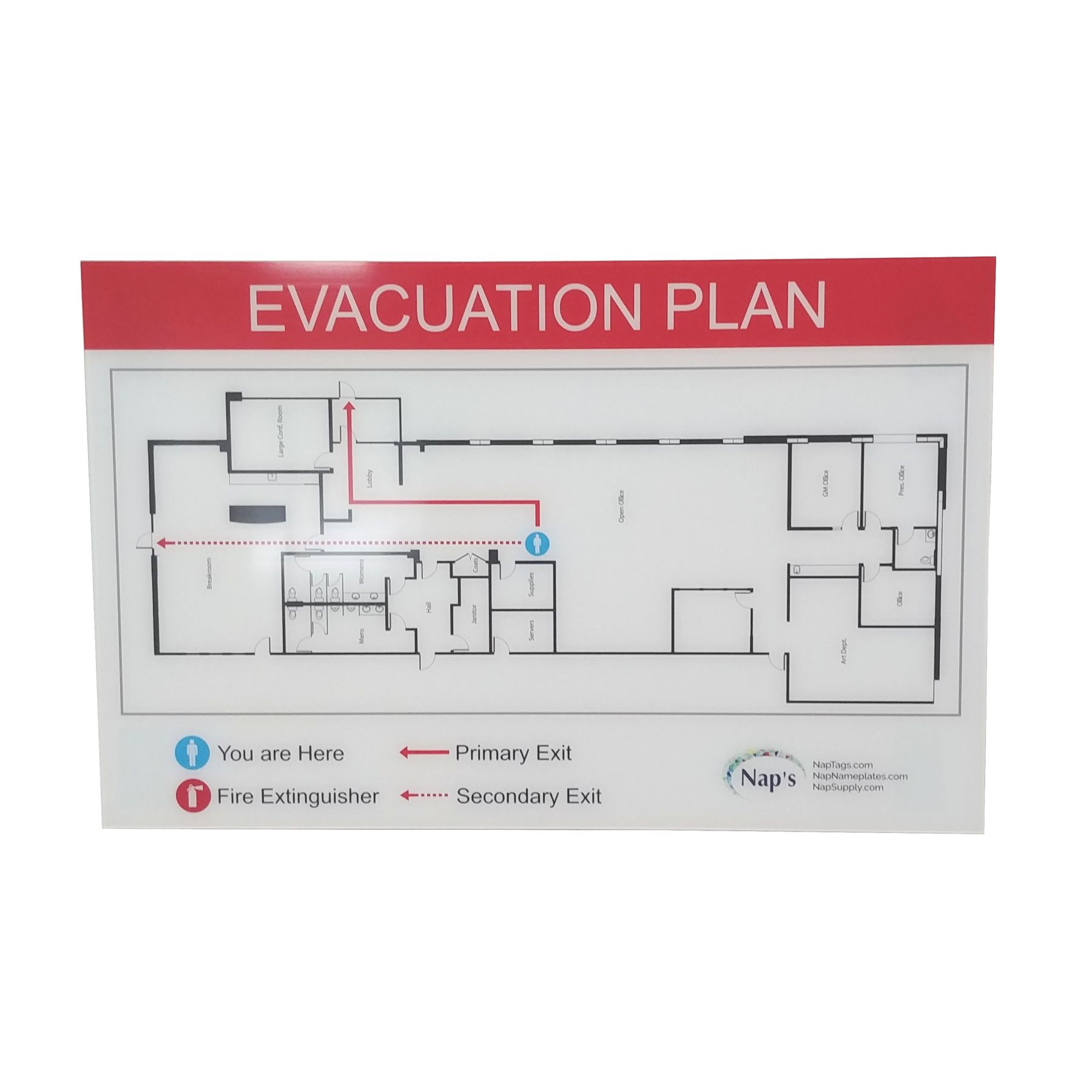 Custom Evacuation Plan Signage, Plastic, Large - NapNameplates.com