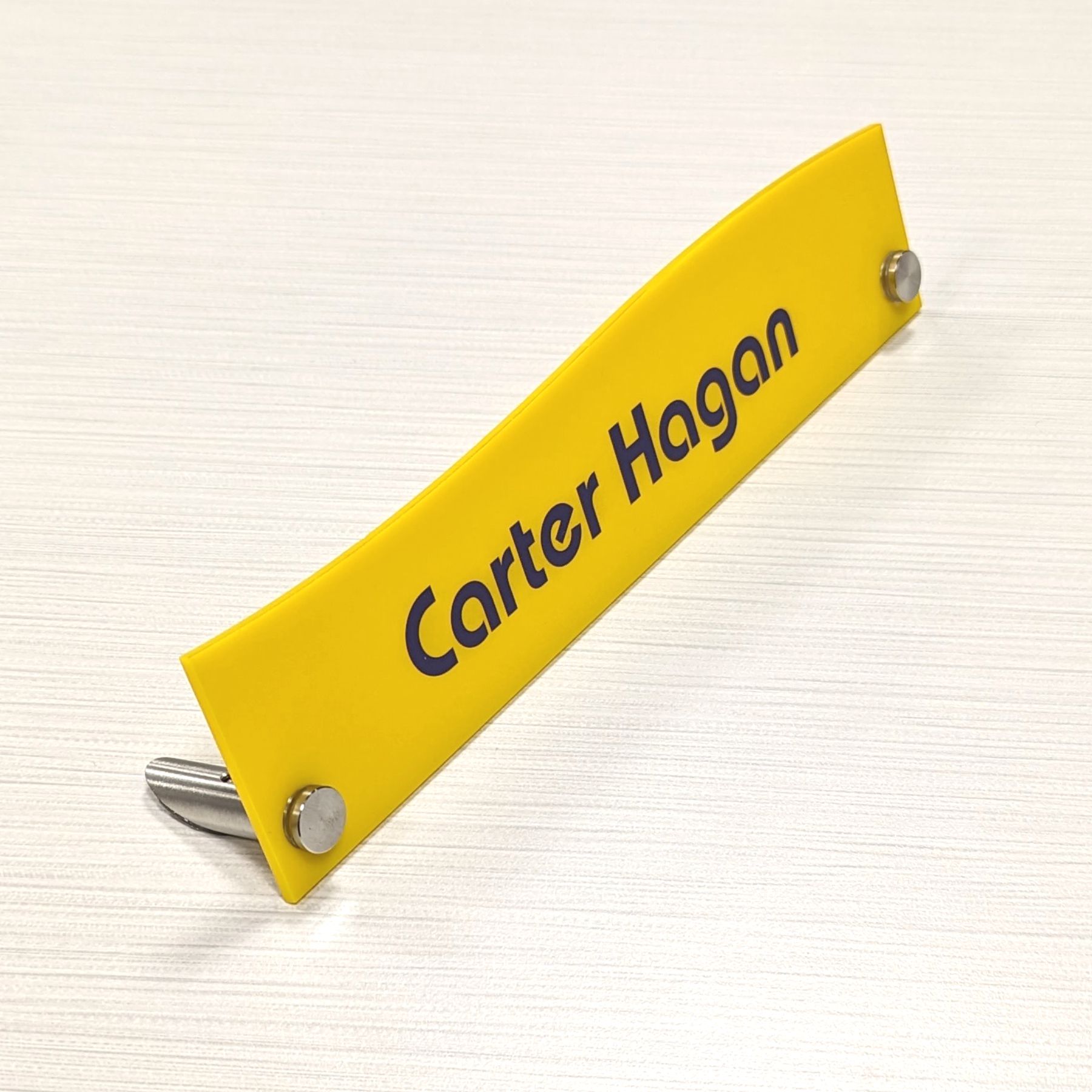 Acrylic Desk Name Plates, Top Wave Shape - NapNameplates