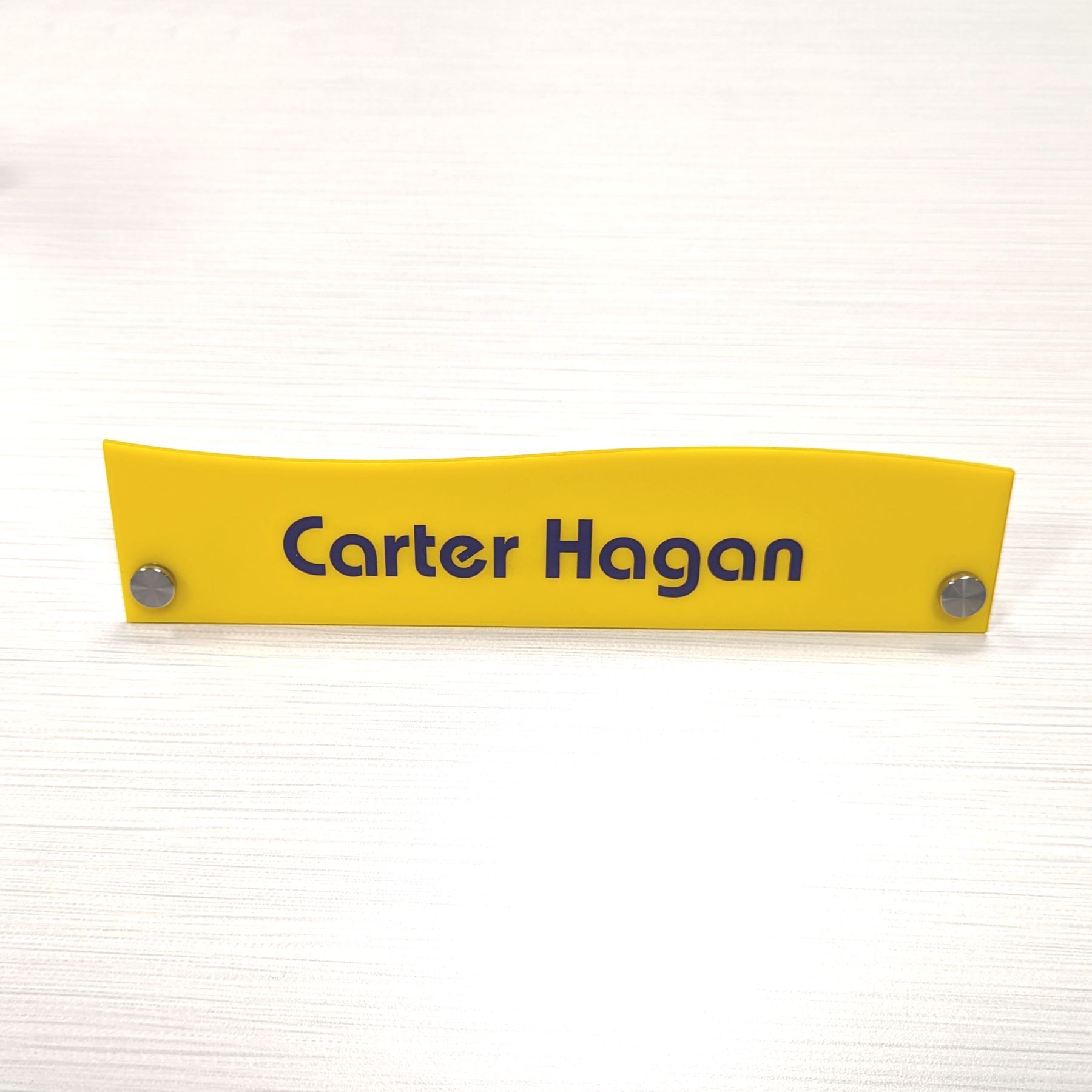 Acrylic Desk Name Plates, Top Wave Shape - NapNameplates