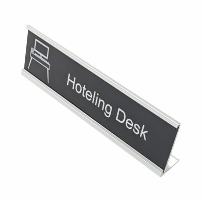 8" x 2" Plastic Hoteling Nameplate with Desktop Holder